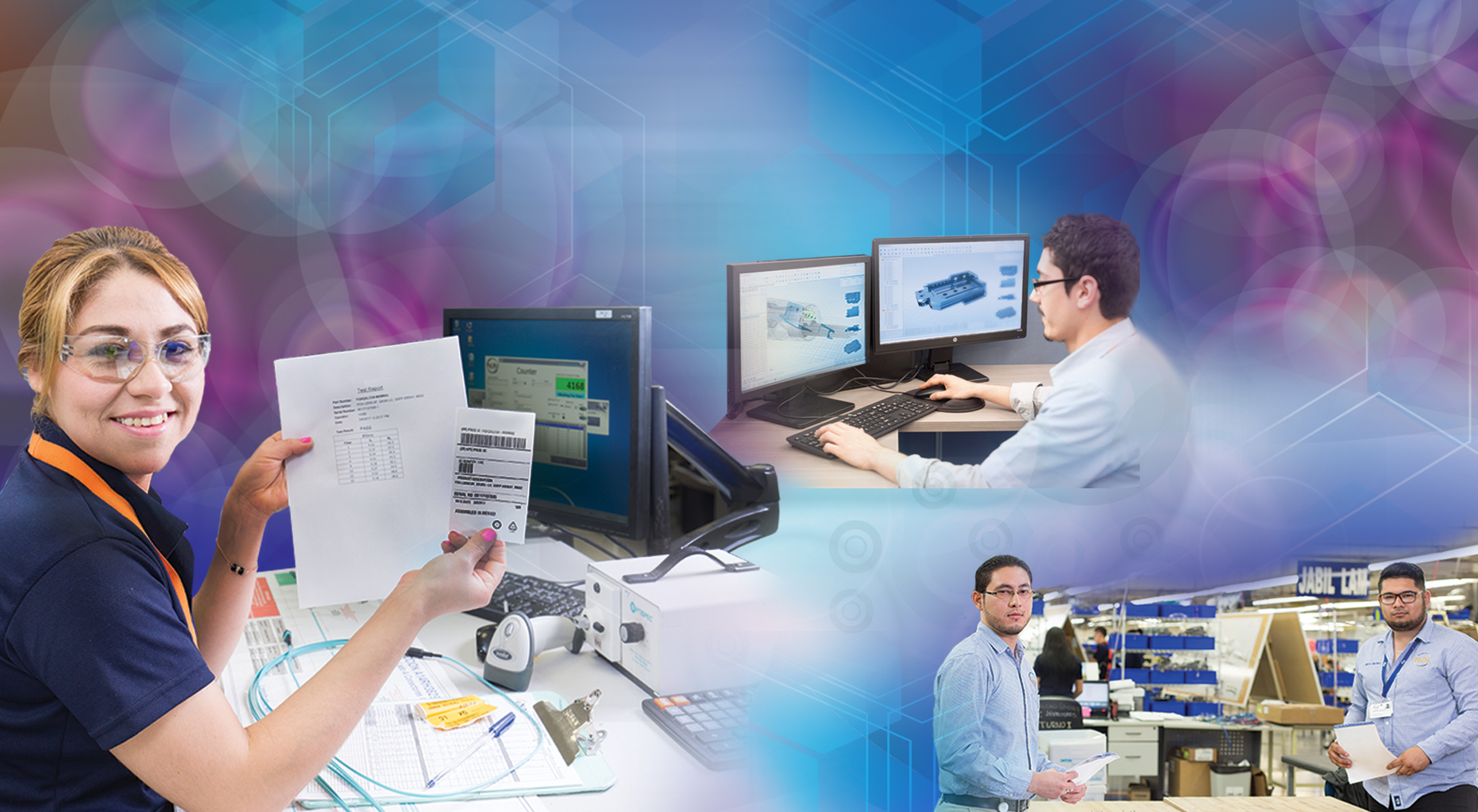 NAI-Design Capabilities Banner Image with employees and technology to make cable assemblies